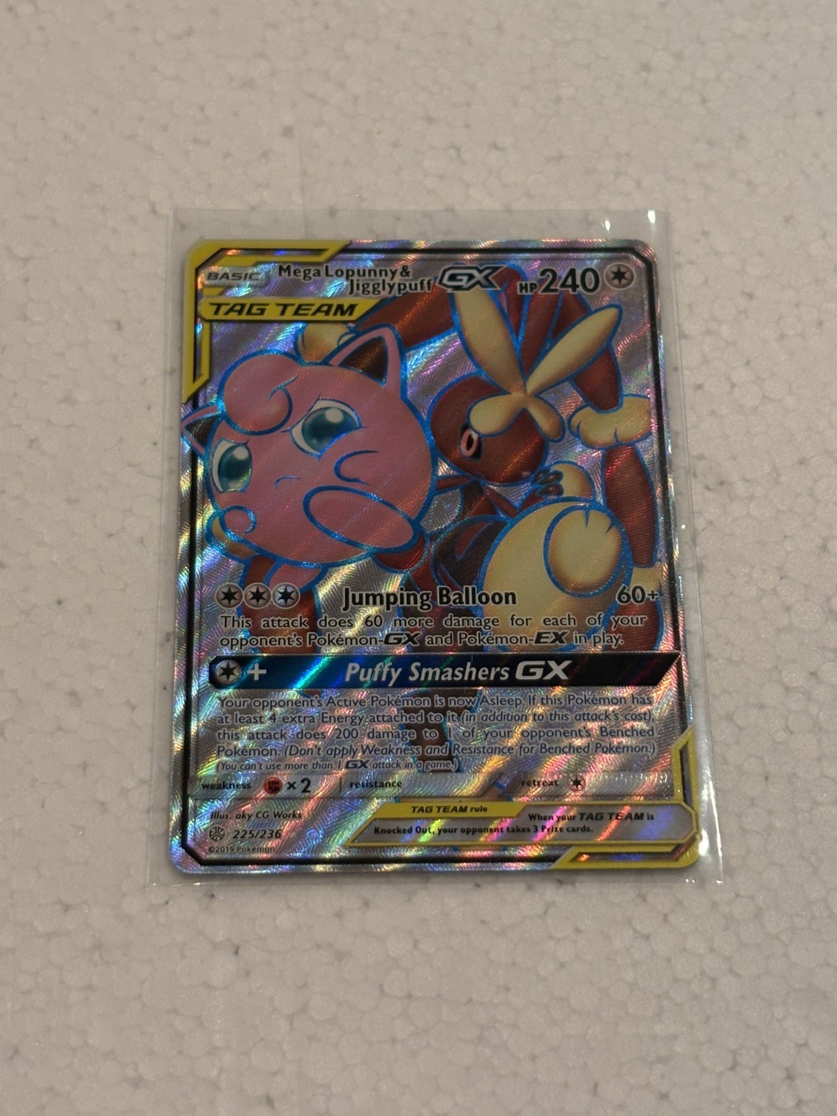 Mega Lopunny & Jigglypuff Tag Team GX Full Art 225/236 Sm-Cosmic Eclipse Holo NM