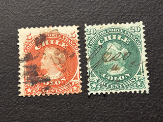 CHILE stamps 1868 Columbus / used PENCIL / AP845