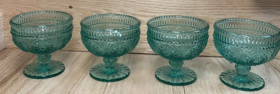 Conjunto de 4 tigelas de sorvete Pioneer Woman ADELINE turquesa azul-petróleo pés sundae xícara - Imagem 2 de 4