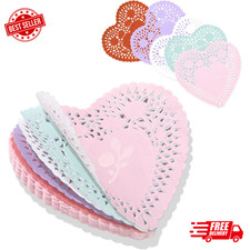 8-Inch Heart Shaped Lace Paper Doilies - 100 Pieces for Crafts  Decor