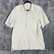 Lululemon Polo Shirt Mens XL Beige Textured Pocket Golf Athletic Performance