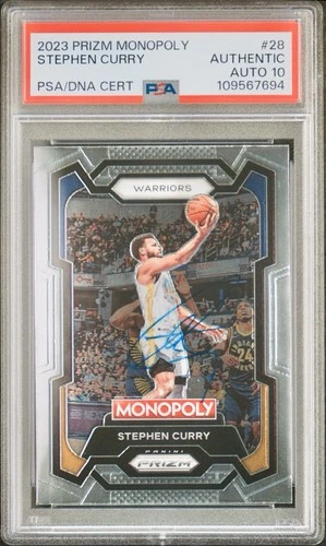 Stephen Curry Signed 2023 Prizm Monopoly #28 Warriors PSA/DNA AUTO 10