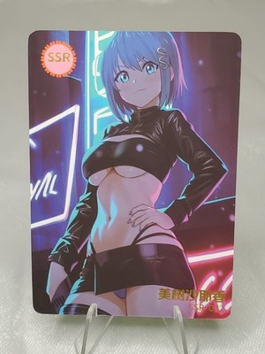 Blue Hair Eyes Goddess Story - Stunning Girl - Anime Waifu Doujin Lewd Card