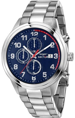 SECTOR 670 Chronograph R3273740003 Herrenuhr Stahl Blau Tauchen 100 Meter Datum