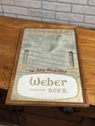 Vintage Weber Waukesha Beer Mirror Advertising Bar Sign Thermometer Weather Gaug
