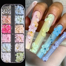 3D Flower Nail Art Charms, Colorful Acrylic 6mm, 3mm, Petals