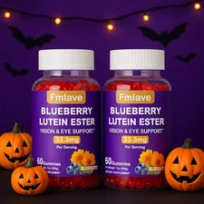 2 Pack Vision & Eye Support Gummies, Blueberry Lutein Ester Supplement for Eyes