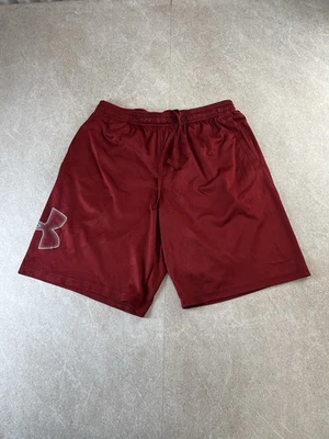 Under Armour HeatGear Training Shorts Loose Fit Mens Size Large Burgundy Red - Image 1 of 4