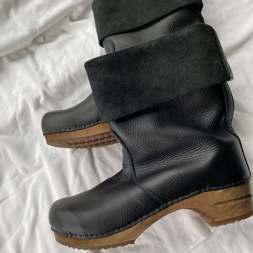 Nuevas Botas Zueco Sanita Talla 41 En Cuero Negro Hechas en Polonia Foto 2 de 4