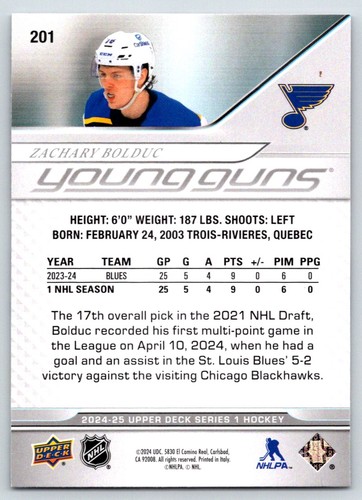 2024-25 Upper Deck #201 Zachary Bolduc - Picture 2 of 2