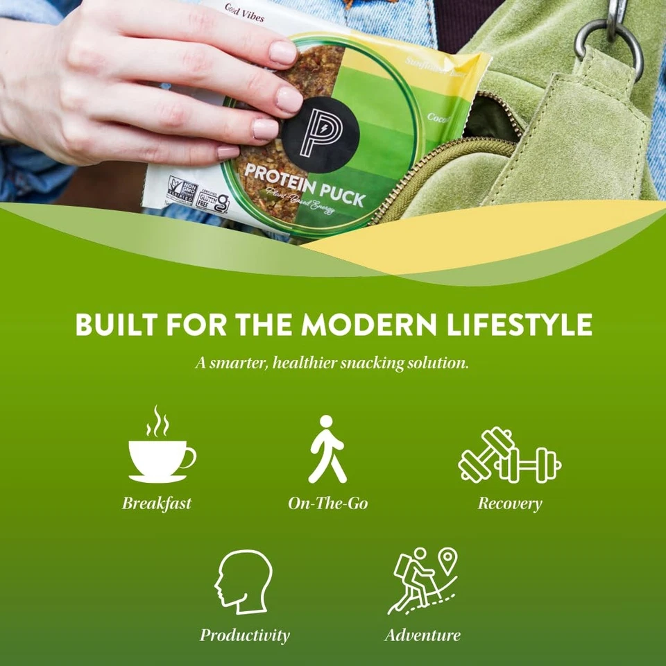 Barritas de bocadillos Good Vibes Protein Puck a base de plantas 16 unidades veganas sin gluten Foto 4 de 4