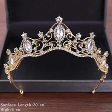 Vintage Baroque Queen Tiara Diadem Gold Wedding Crystal Rhinestone Crown Tiaras