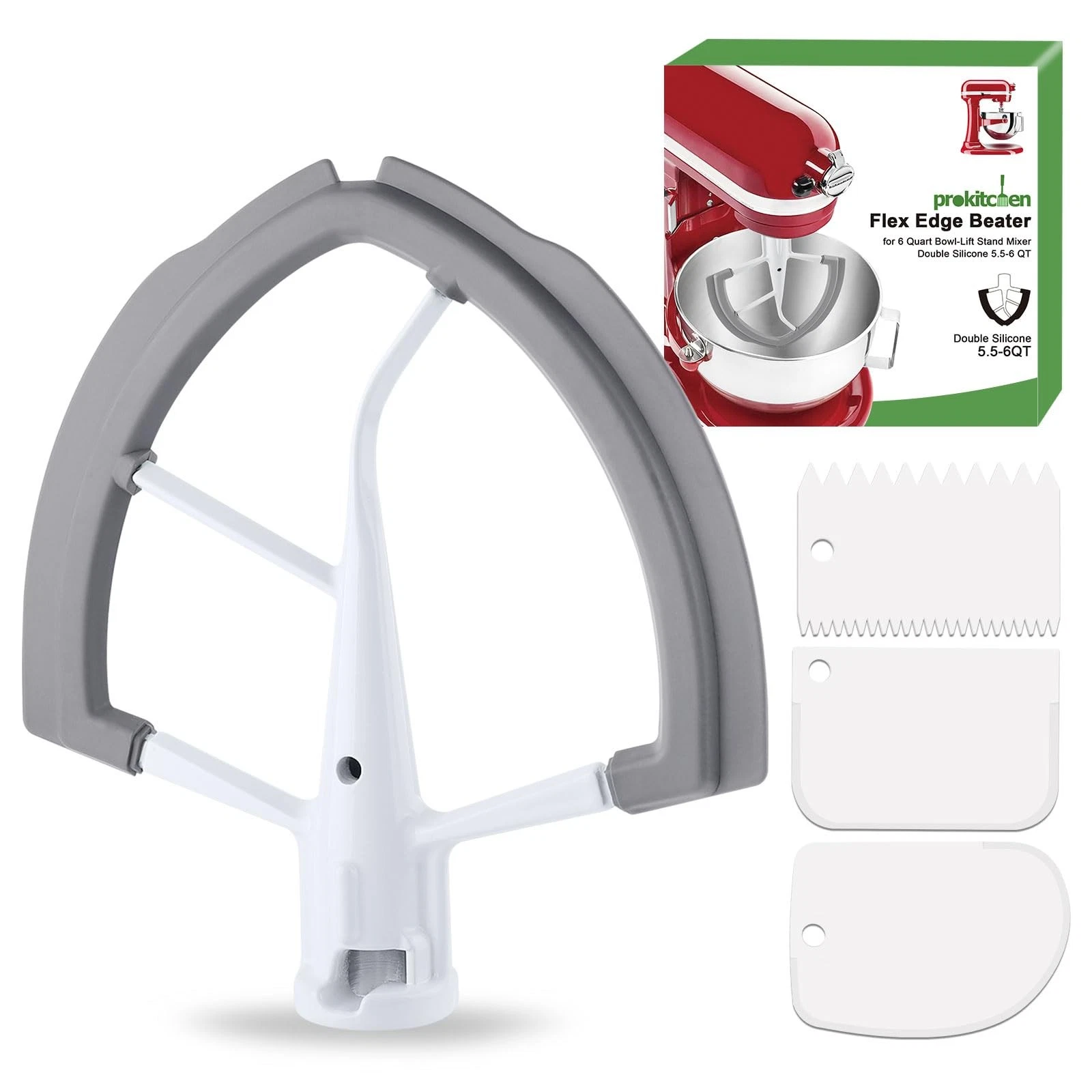 5.5-6 Quart Flex Edge Beater for KitchenAid Bowl-Lift Stand Mixer-Flat Beater...