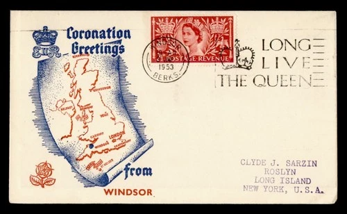 DR WHO 1953 GB QEII CORONATION FDC? WINDSOR SARZIN M78205