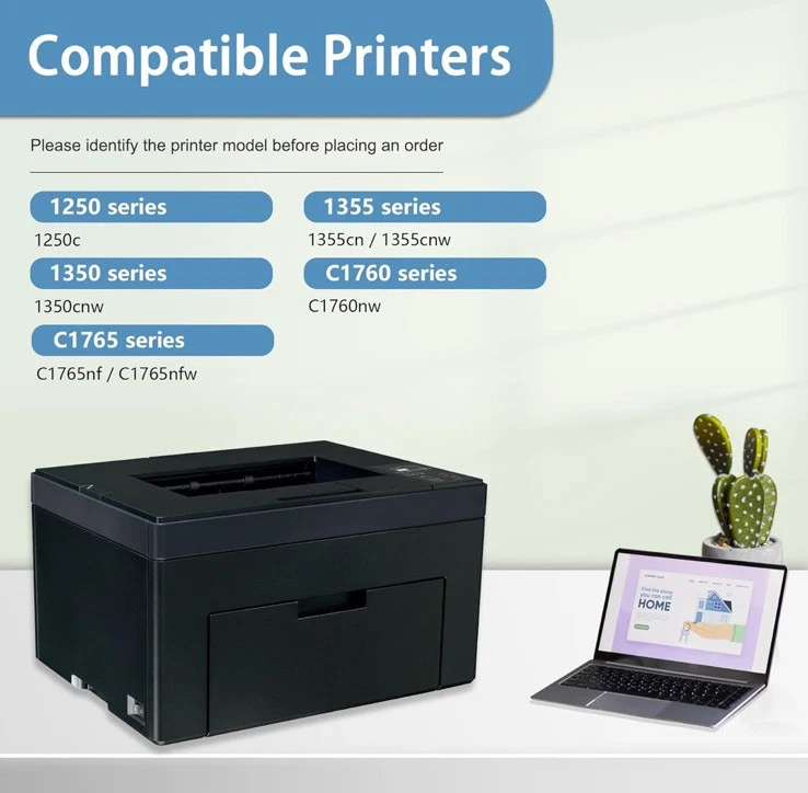 Juego de tóner de 4 colores para Dell 1250 C1760NW C1765NF C1765NFW 1250C 1350cnw 1355cnw Foto 2 de 4