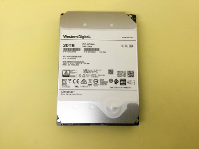 [2個セット 40TB]通電900時間以下大容量HDD WD20TB HC560 2個セット 40TB]2023年末製 通電約300時間 大容量HDD WD 20TB