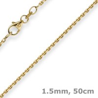 1,5Mm Kette Collier Ankerkette Halskette, 585 Gold Gelbgold, 50Cm Unisex