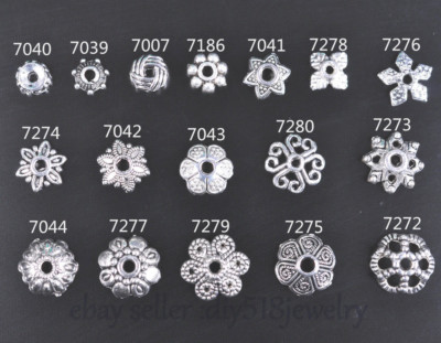 20x Flower Metal Tibetan Style Loose Spacer Flat Bead Caps End Cap DIY Jewelry