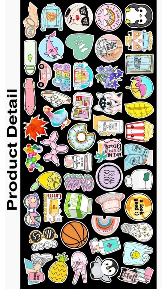 50 Pcs Cute Random Cool Vinyl Decal Graffiti Sticker Bomb Skate Laptop Guitar UK - Image 4 of 4