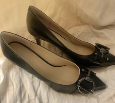 West Nine Women’s Shoes Sz 6M Black Elmora Leather Heeled Pumps Pointed Toe READ