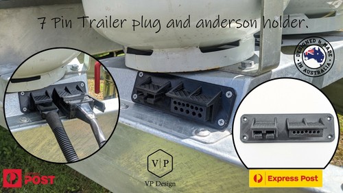 Caravan 7 pin and 50A plug trailer plug holder horizontal UV STABEL Fit Anderson - Picture 1 of 2