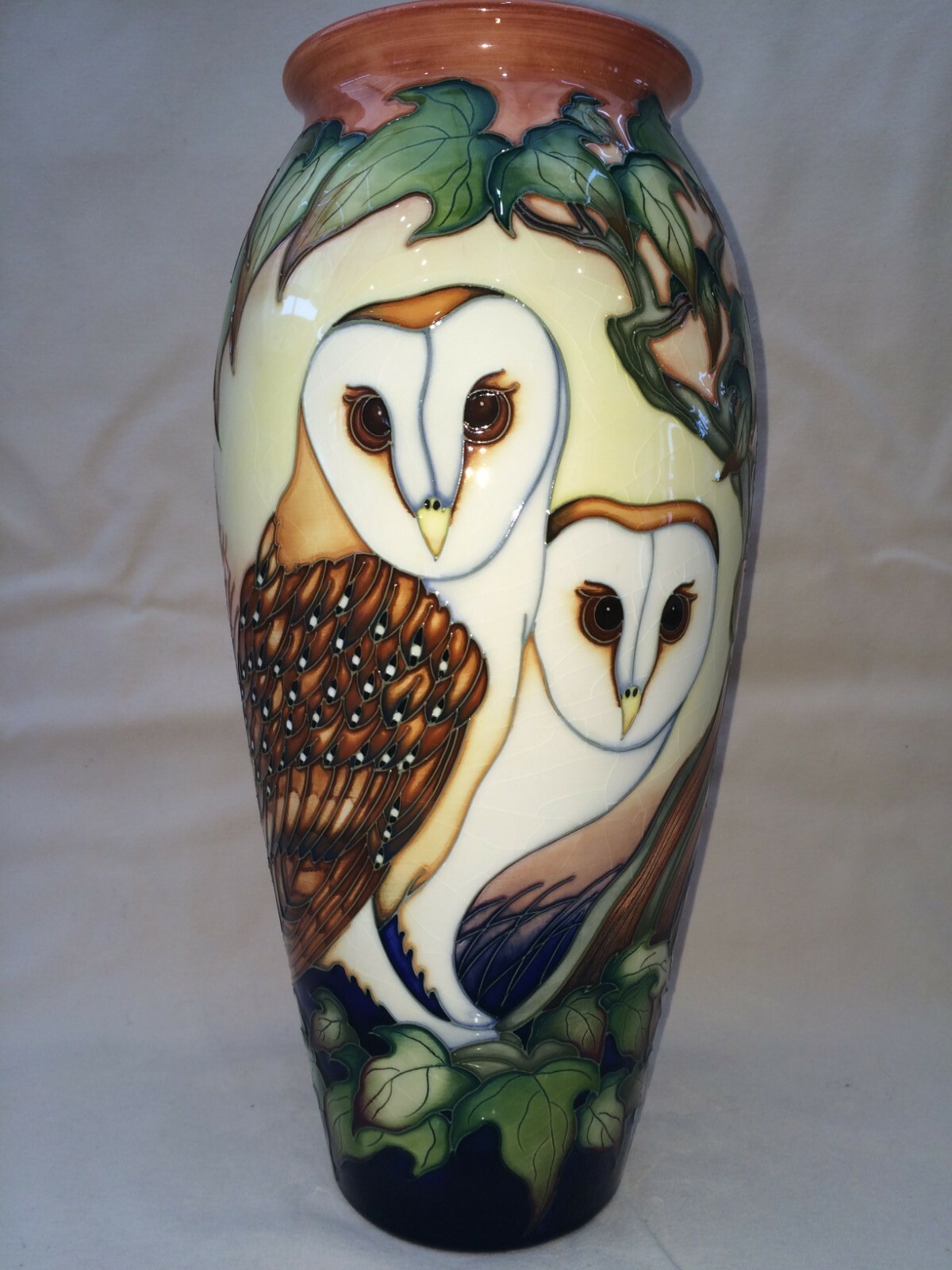 MOORCROFT, limited edition "Barn Owl", 14" vase by P Gibson 2005 eBay