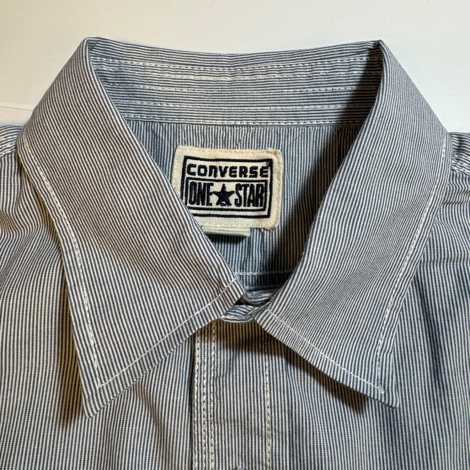 Converse One Star Men's Size M Blue Pinstripe Cotton Long Sleeve Casual Shirt thumbnail 3