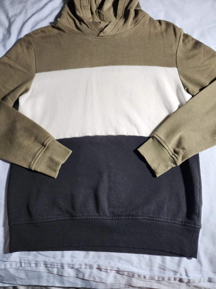 Sudadera con Capucha H&M Niños Talla 12-14Y Verde Blanco Azul Colorblock Calentador de Manos Foto 3 de 4