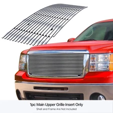 Fits 2007-2013 GMC Sierra 1500 New Body Upper Chrome Billet Grille Grill Insert