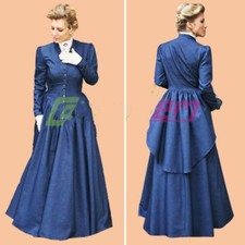 1860s Blue Civil War Uniform Victorian Ball Gown Southern Belle Dress Costume 6