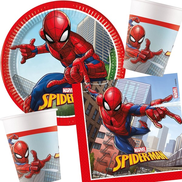 Partyset SPIDER-MAN Crime Fighter FüR 8 Kinder Kindergeburtstag Party Deko Set-image