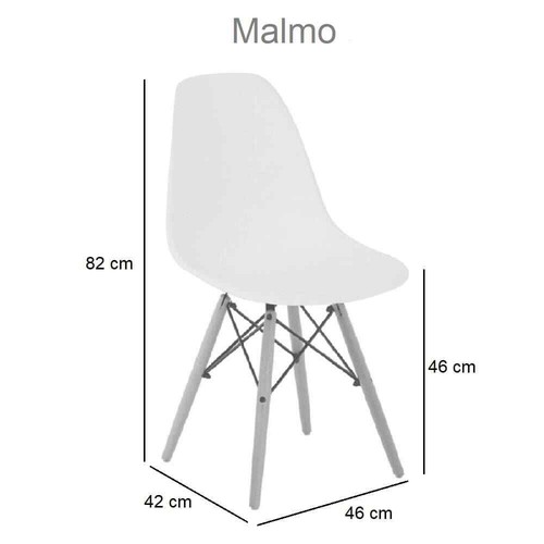 Conjunto comedor estilo nórdico, mesa redonda, 4 sillas, patas madera - Malmo - Imagen 6 de 8