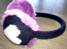 girls PURPLE EARMUFFS PLUSH DARK BLUE HEARTS adjustable soft one size fits most