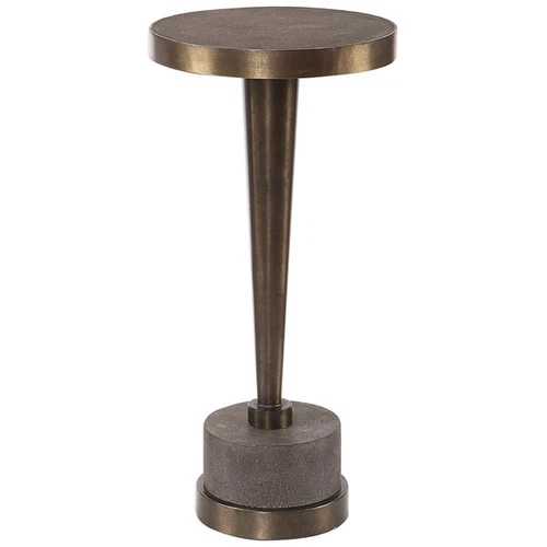 Uttermost Masika 11" Round Concrete and Metal Accent End Table in Gray/Bronze - Picture 1 of 7