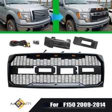 Front Bumper Grill Raptor Style Hood Grille ABS for F150 F-150 2009-2014 W/ LEDs