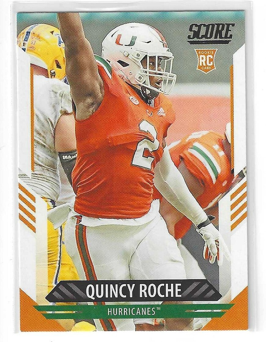 QUINCY ROCHE 2021 SCORE ROOKIE RC MIAMI HURRICANES $1.99 ROOM