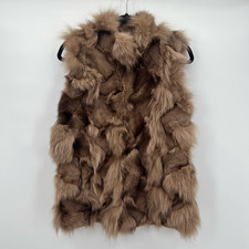 June Genuine Fox Fur Vest Womens Small Brown Cozy Mobwife Soft Glam Layering