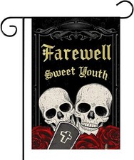 Farewell Sweet Youth Garden Flag / Old English Birthday Death to My Twenties