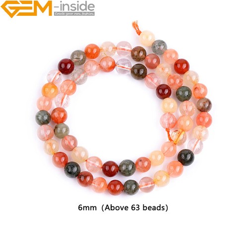 Multi-Color Rutilated Quartz Round Natural Stone Beads For Jewelry Making 15" - Picture 13 of 28