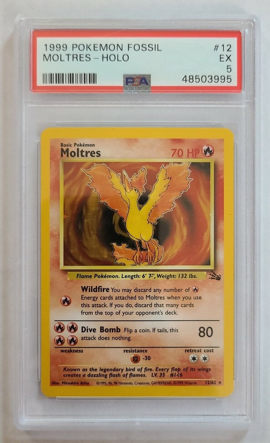 MOLTRES 12/62 Fossil Set Holo Pokemon Card Exc / 