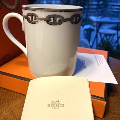 Hermes Coffee Mug Cup Chaine D'Ancre Platinum Tableware Tea Hermes Coffee Mug Cup Chaine D'Ancre Platinum Tableware Tea