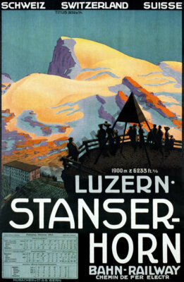 Luzern Stanser Schweiz vintage swiss travel poster repro 12x18