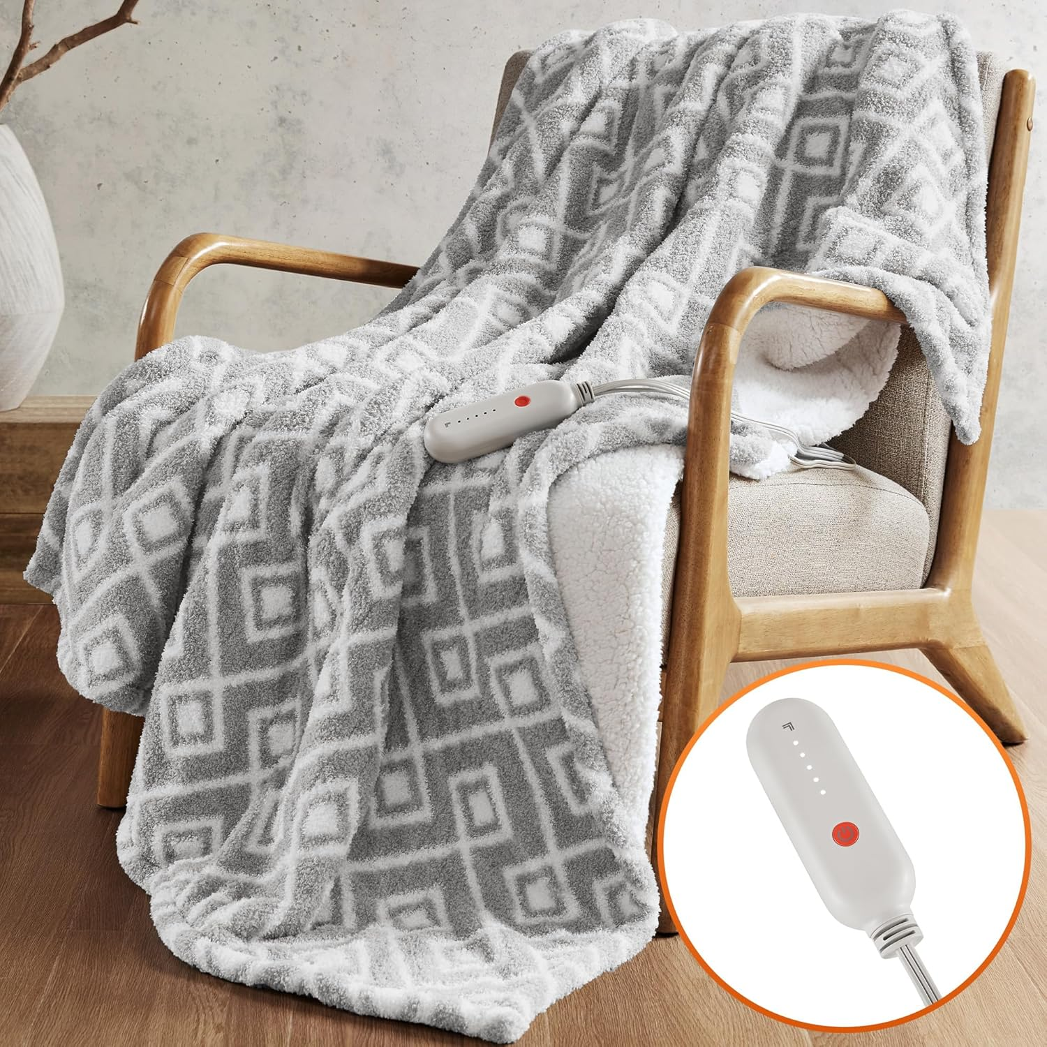 Heated Blanket, Eletric Throw Blanket, Soft, Warm, Reversible Feathersoft - Sher
