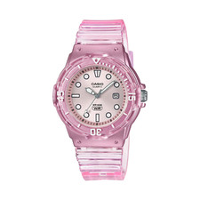 Casio LRW200HS-4EV, Women's Analog Clear Pink Resin Band, 100 Meter WR, Date,NEW