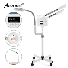 Hot/Cold Facial Steamer UV Ozone 5X Magnifying Lamp LCD Skin Care Salon Beauty