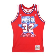 Magic Johnson signed Mitchell & Ness 1991 Authentic West All Star Red Jersey BAS