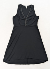 Leith Women's Evening Dress Black Beaded Plunge V-neck Sleeveless Size Medium
