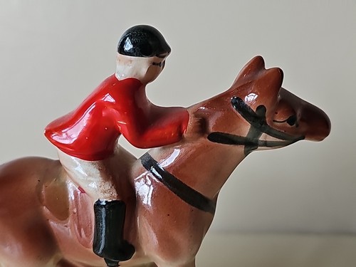 Vintage Japan Ceramic Figure With Thermometer Horse & Rider Chips Kitsch Retro - Picture 6 of 13