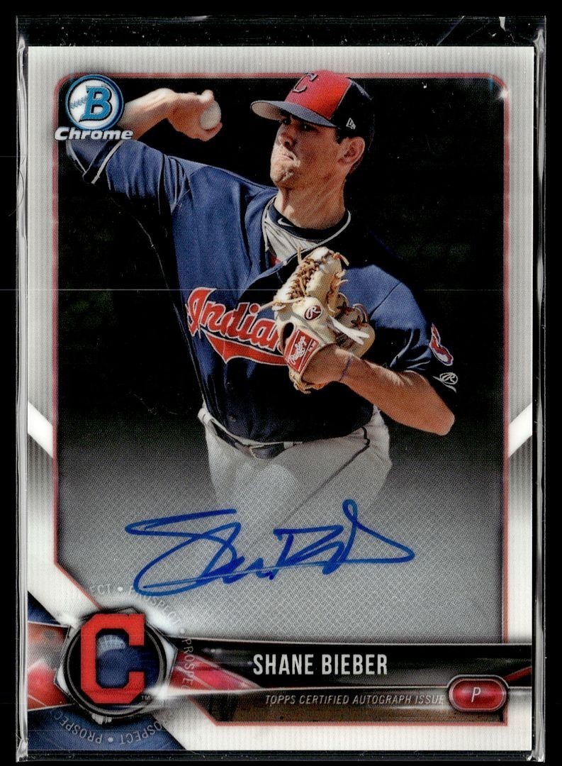 2018 BOWMAN CHROME AUTO SHANE BIEBER INDIANS