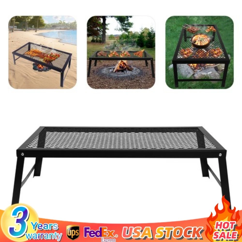 Camping Grill Fire Pit Grate Campfire Cooking Portable Stand Equipment Foldable